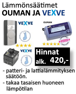 Ouman ja Vexve lämpötilansäätimet. Lämmönsäädin hinta alk. 420€