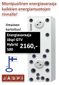 Jäspi GTV 500 energiavaraaja sekä uudis- että saneerauskohteeseen, hinta 2160€