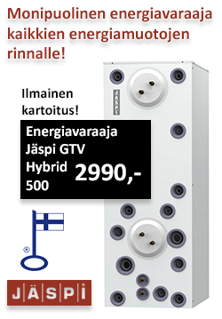 Jäspi GTV 500 energiavaraaja sekä uudis- että saneerauskohteeseen, hinta 2990€