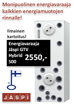 Jäspi GTV 500 energiavaraaja sekä uudis- että saneerauskohteeseen, hinta 2550€