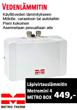 Metromini 4 - Metro Box läpivirtauslämmitin tarjous! Vedenlämmitin nyt erittäin edullisesti. Hinta vain 449€